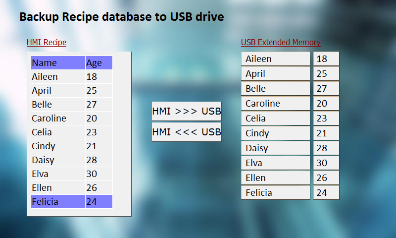 Backup Recipe Database to USB Demo