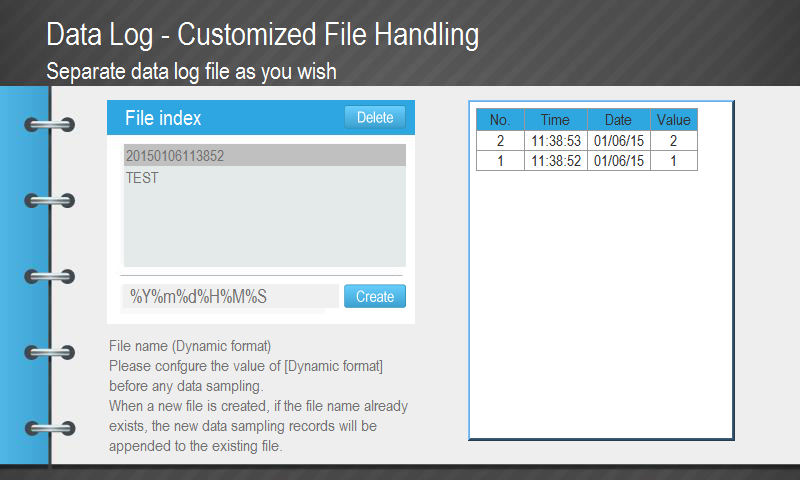 Data Log Customized File Handling Demo