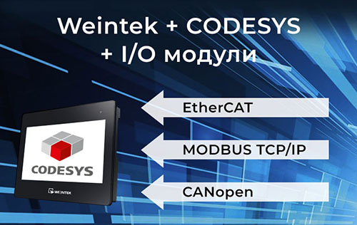 Weintek: панель оператора + CODESYS + I/O модули
